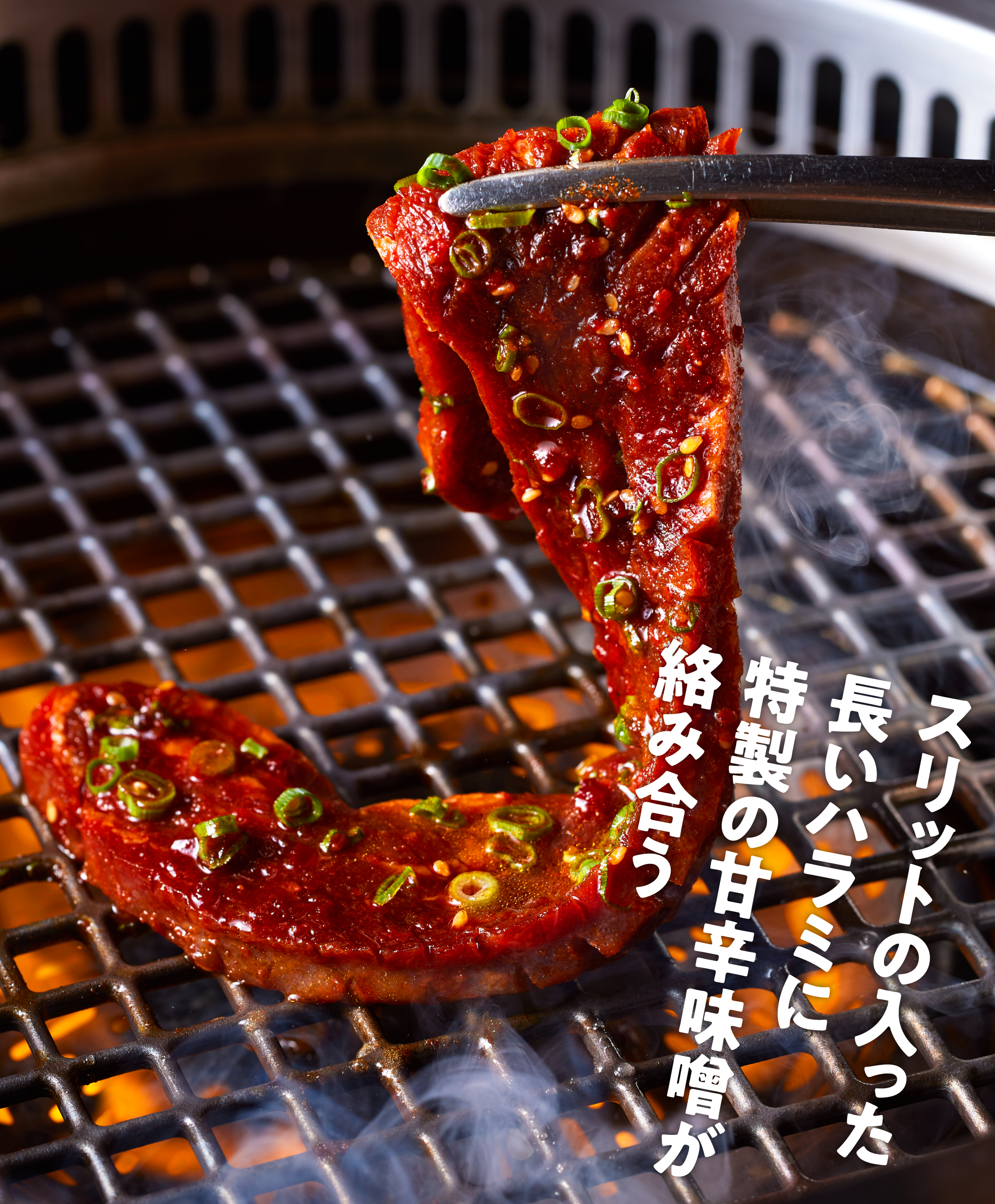 壺漬けドラゴンハラミ 一本づつ手切りした肉味が強いハラミに、甘辛のタレがギュッと染み込む